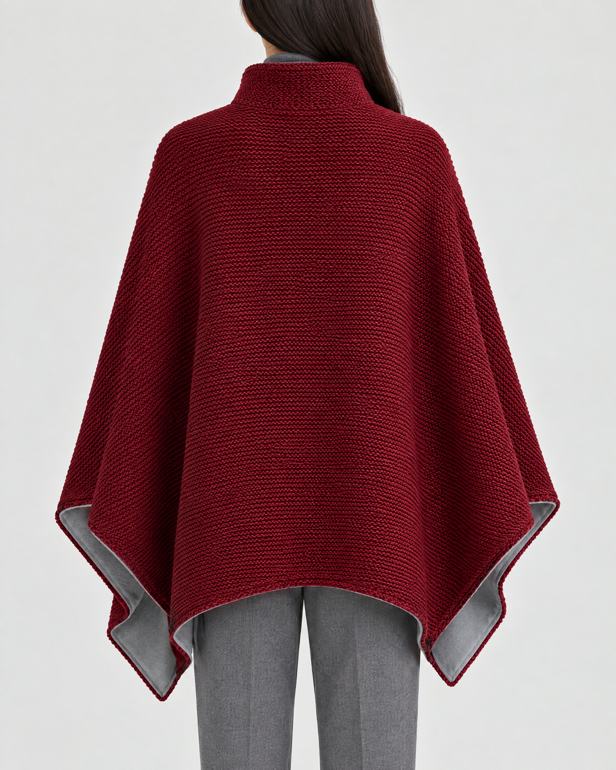 WovenWarm Heated Shawl in Wine Red — back view